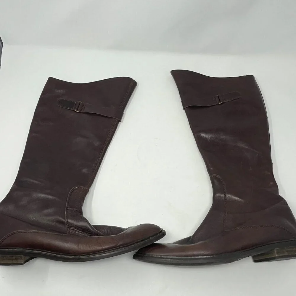 DAVOS Gomma tall riding boots 10 women brown leather equestrian